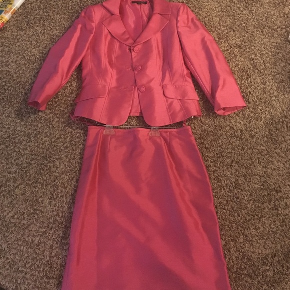 Hot pink skirt suit!