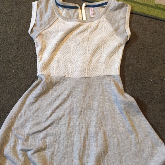Grey lace cotton dress