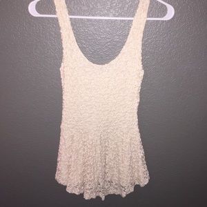 cream tank top with flower pattern
