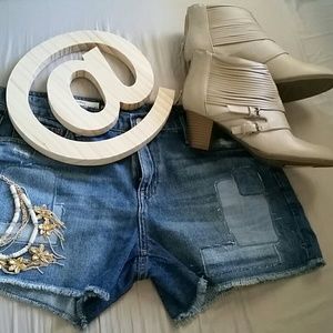 Tan Leather Strips Booties