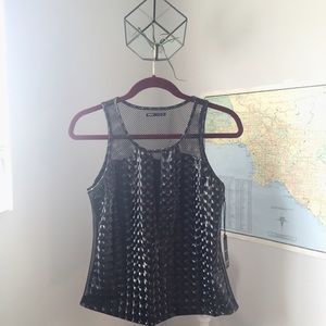 Nwt Shiny Mesh Holographic Hologram Cutout Top