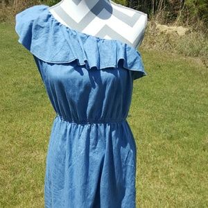 NWOT One Shoulder Jean Sundress