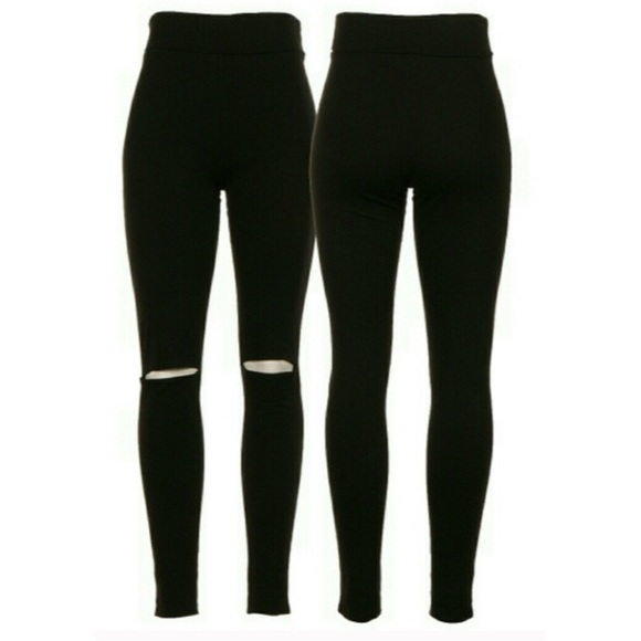 [LAST 1] • High Waisted Cut Out Knees Leggings - Picture 3 of 4