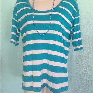 Apt. 9 Blue and White Striped 3/4 Sleeve Shirt