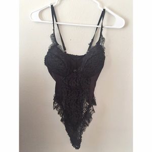 Vintage black lace teddy