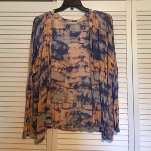 Blue and orange tye dye cardigan
