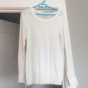 Silk sleeves, cashmere sweater