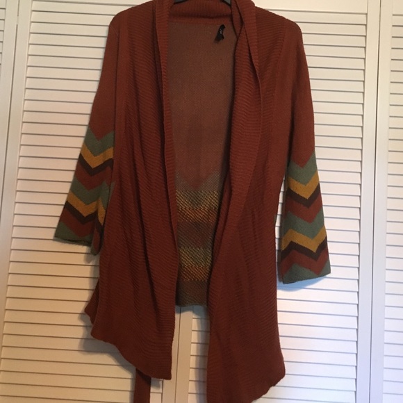 Chevron brown cardigan sweater