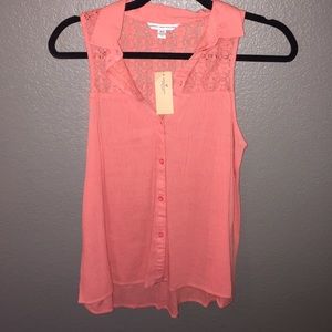 Peach collared tank top