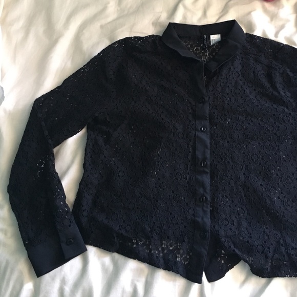H&m long sleeve crochet shirt