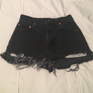 High-Waisted Black Denim Shorts