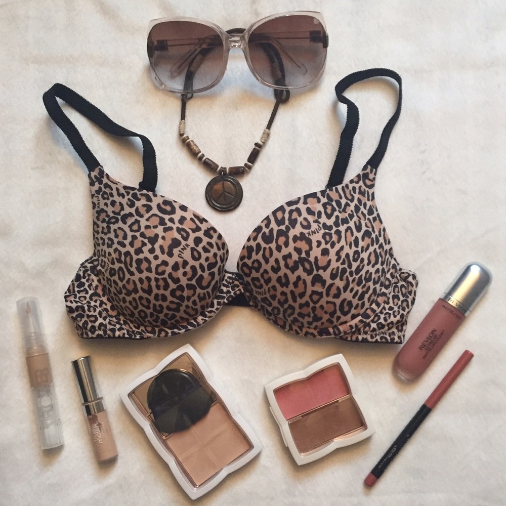 PINK Leopard Print Push up Bra