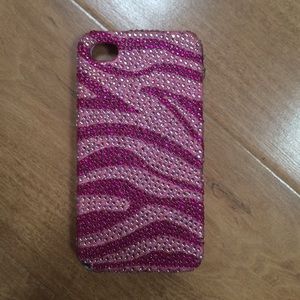 Pink zebra bling iPhone 4/4s case!