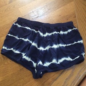 Blue and White Tie Dye Flowy Shorts