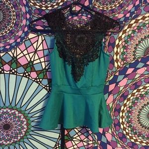 Teal Peplum Blouse