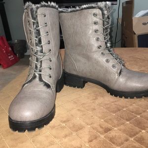 Grey Combat Boots