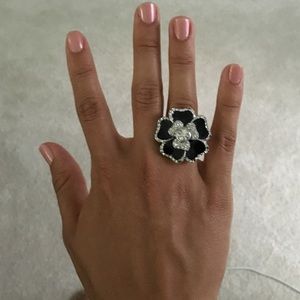 Black Flower Cocktail Ring