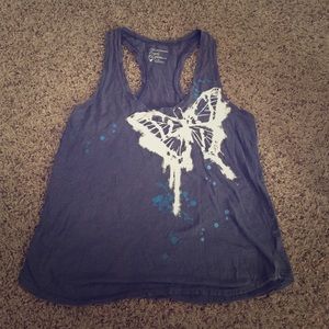 Blue butterfly tank top