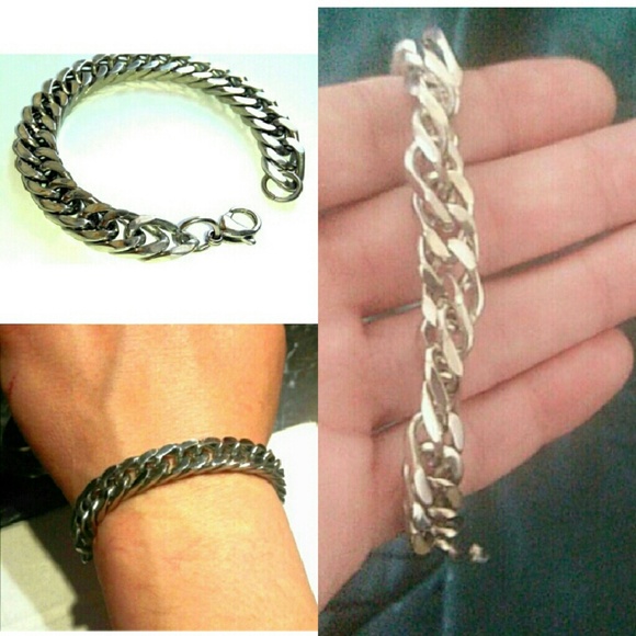 ☄HP☄🆕 18 KTGOLD PLTD STNLSS UNISEX BRACELET - Picture 2 of 2