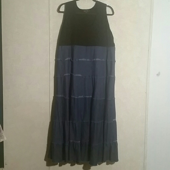 Black T & tiered denim dress