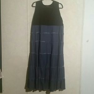 Black T & tiered denim dress