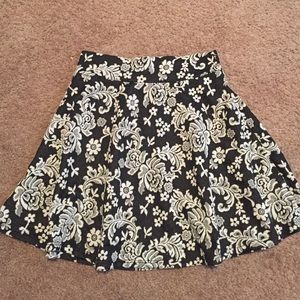 Black and White Floral Skater Skirt