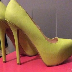 Lime green high heels