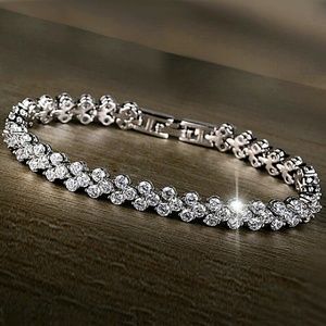 7' ennis silver diamond cz bracelet chain link