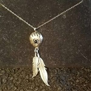 Sterling Silver Bear Claw/ Feathers Necklace
