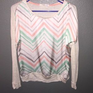 Cream chevron long sleeve shirt
