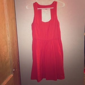 Orange-red fit and flare dress