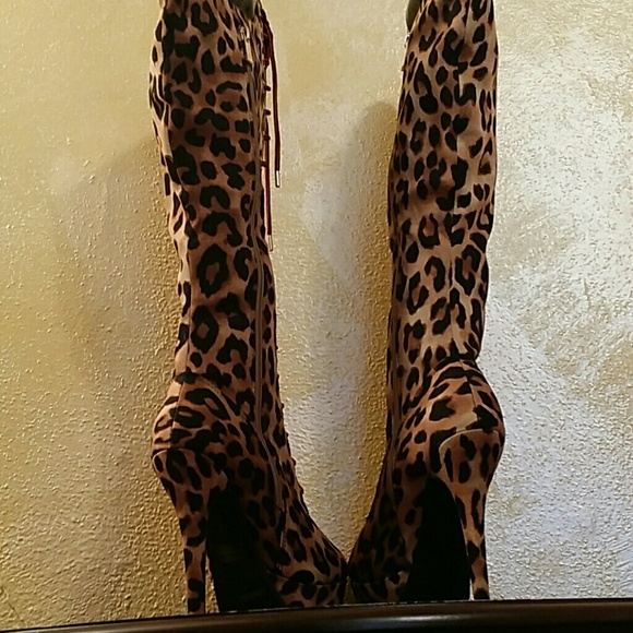 ON SALEπ²π³π’Classy leopard laced up faux fur boot - Picture 4 of 4