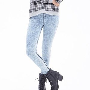High waisted skinny jeans acid wash