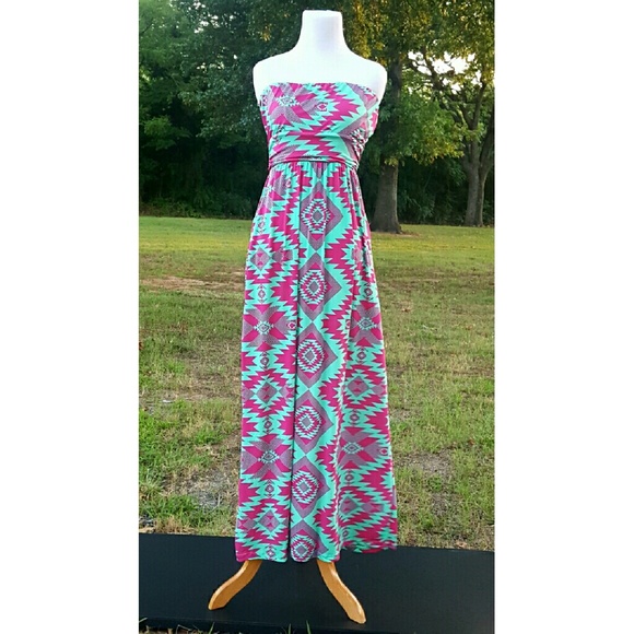 Strapless Aztec Dress