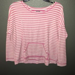 Pink and white striped sweater