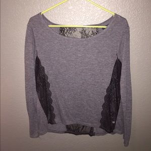 Gray long sleeve with black mesh