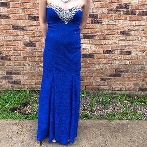 navy blue sequin prom dress