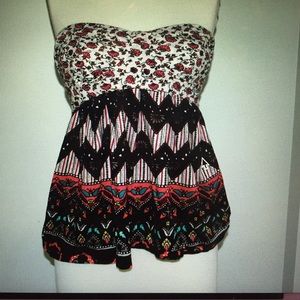 Strapless multi colored top