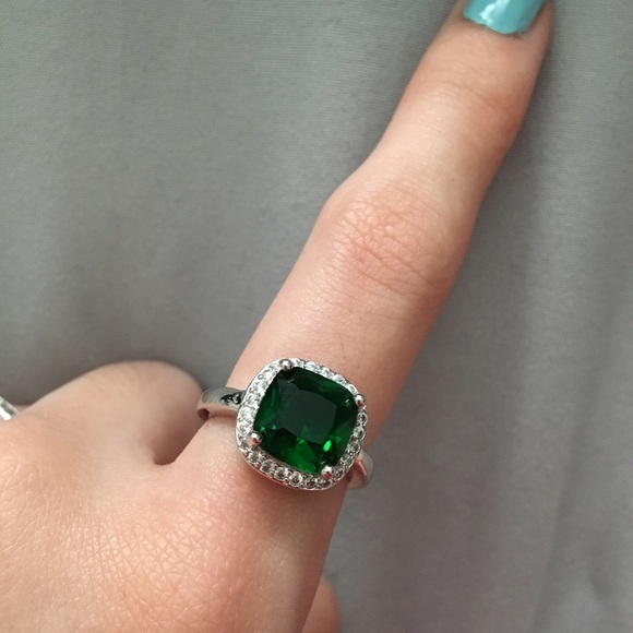 Unworn green crystal ring