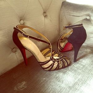 Christian Louboutin black and gold glitter heels