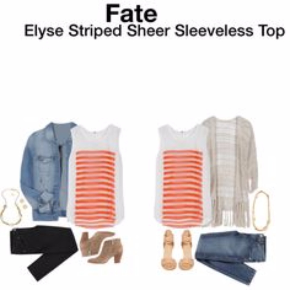 [fate] elyse striped sheer sleeveless tank