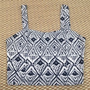 blue and white crop top