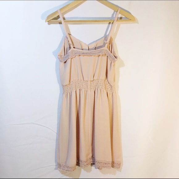 UO Peach nude strappy lace sundress button up - Picture 3 of 3
