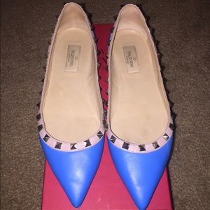 Valentino rockstud flats electric blue