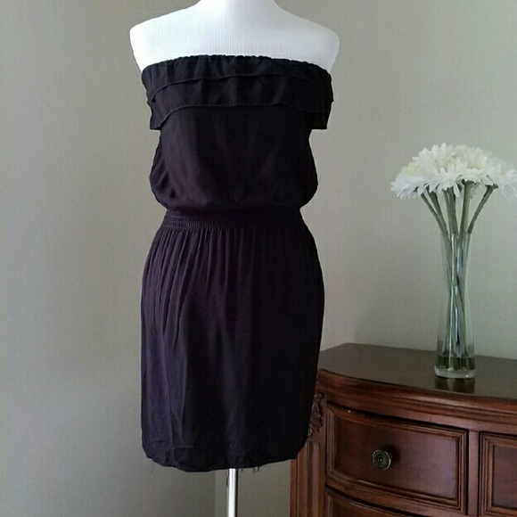 Black Smocked Waist Tube Dress
