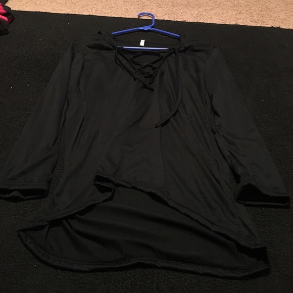 Lace up hooded shirt