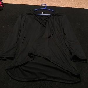 Lace up hooded shirt