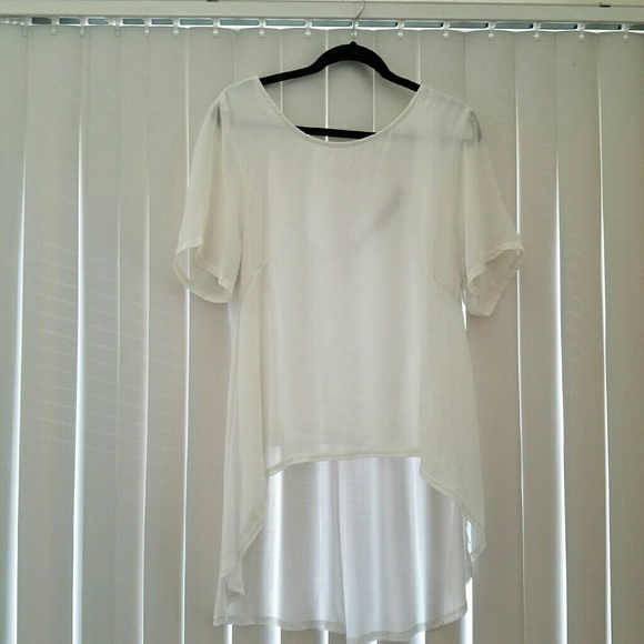 BooHoo Ivory Chiffon (front) Size US16  Hi-Low Top