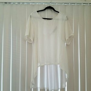 BooHoo Ivory Chiffon (front) Size US16  Hi-Low Top