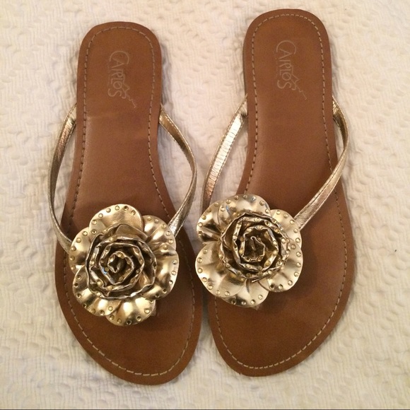 Gold flower sandals